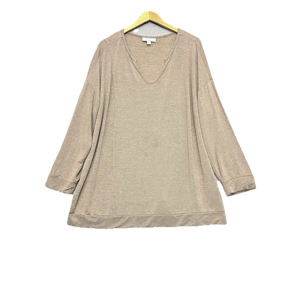 Pure J. Jill Tranquility Fleece Tunic Top Sz XL V-neck Long Sleeve Neutral Cozy‎